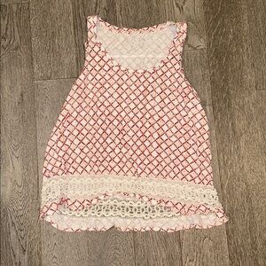 LOFT White & Red Pattern Tank Top Size L